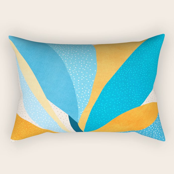 Colorful Blue and Yellow Abstract Botanical Rectangular Pillow Gallery Image 2