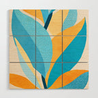 Colorful Blue and Yellow Abstract Botanical Wood Wall Art Gallery Image 1