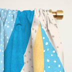 Colorful Blue and Yellow Abstract Botanical Window Curtain Gallery Image 2