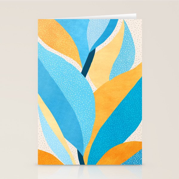 Colorful Blue and Yellow Abstract Botanical Stationery Card Gallery Image 2
