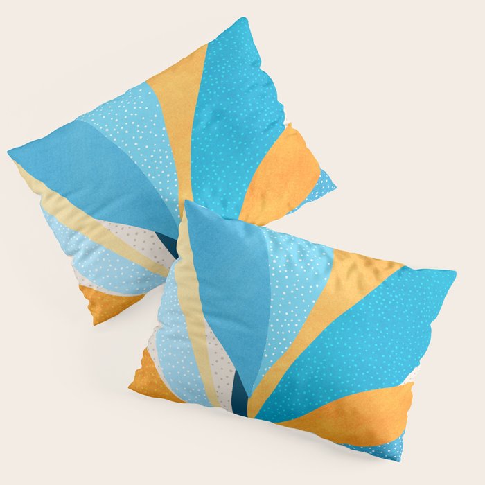 Colorful Blue and Yellow Abstract Botanical Pillow Sham Gallery Image 3