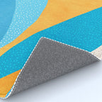 Colorful Blue and Yellow Abstract Botanical Rug Gallery Image 4