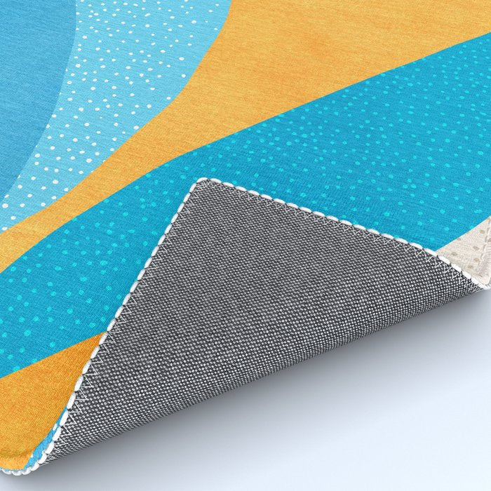 Colorful Blue and Yellow Abstract Botanical Rug Gallery Image 4