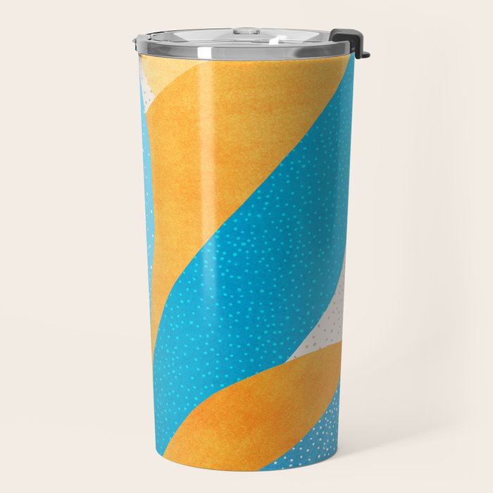 Colorful Blue and Yellow Abstract Botanical Travel Mug Gallery Image 2