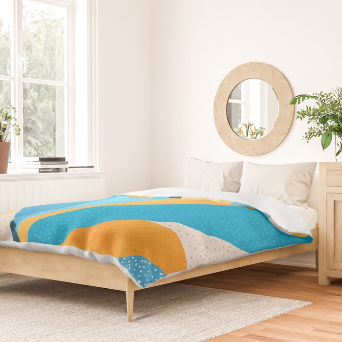 Colorful Blue and Yellow Abstract Botanical Duvet Cover Gallery Image 2