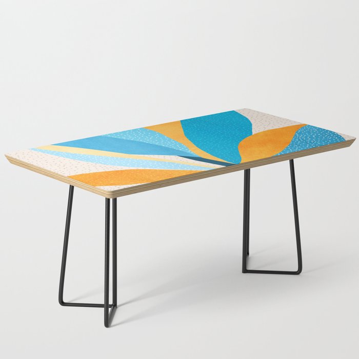 Colorful Blue and Yellow Abstract Botanical Coffee Table Gallery Image 1