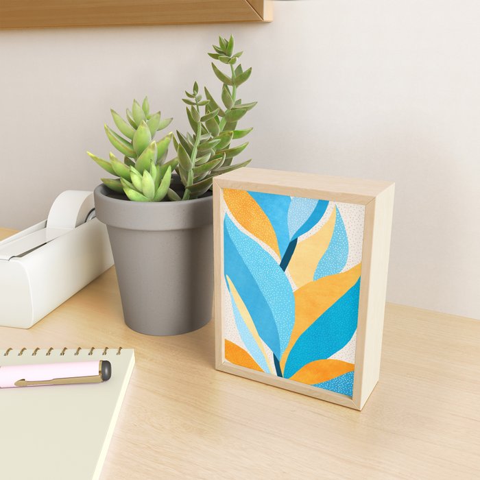 Colorful Blue and Yellow Abstract Botanical Mini Art Print Gallery Image 2