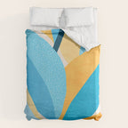 Colorful Blue and Yellow Abstract Botanical Duvet Cover Gallery Image 6