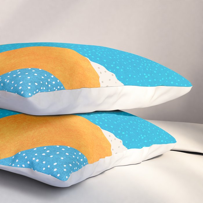 Colorful Blue and Yellow Abstract Botanical Pillow Sham Gallery Image 3