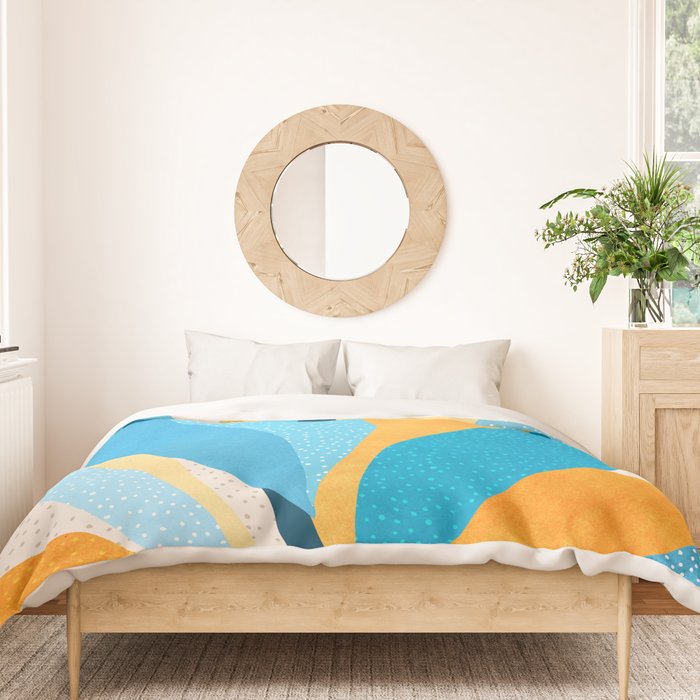Colorful Blue and Yellow Abstract Botanical Duvet Cover Gallery Image 3