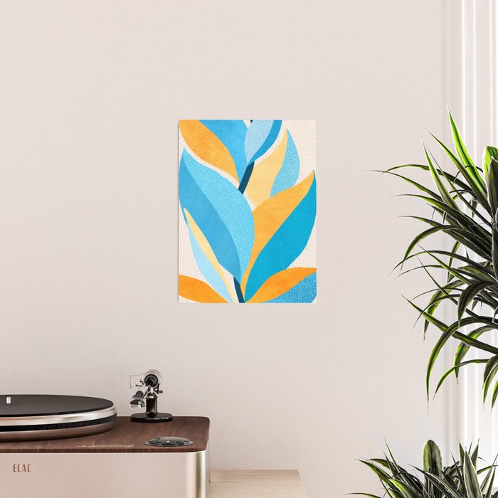 Colorful Blue and Yellow Abstract Botanical Poster Gallery Image 2