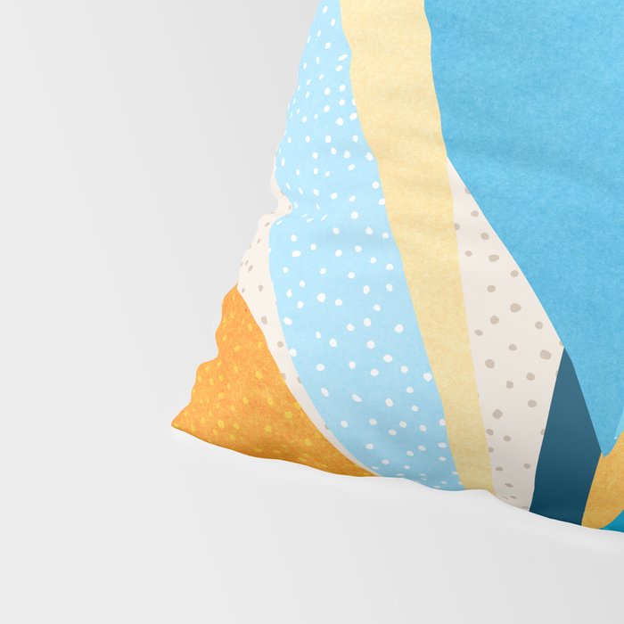 Colorful Blue and Yellow Abstract Botanical Pillow Sham Gallery Image 4