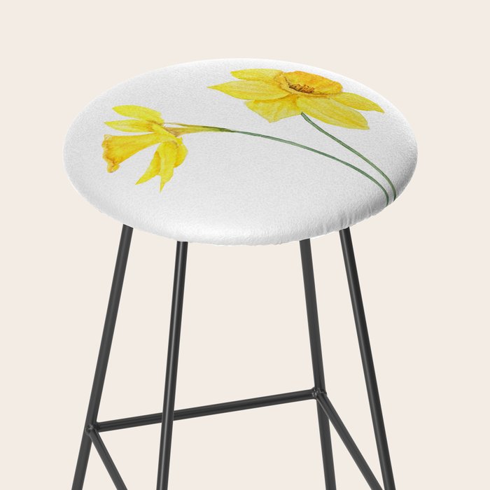 two botanical yellow daffodils watercolor Stool Gallery Image 2