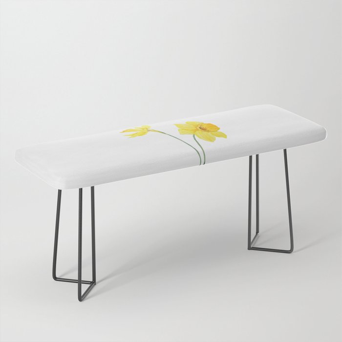 two botanical yellow daffodils watercolor Bench Gallery Image 1