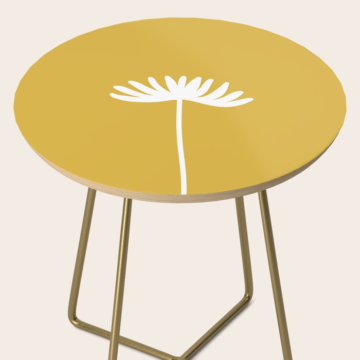 Tall Flower Minimalist Floral in White and Light Mustard Side Table Gallery Image 2