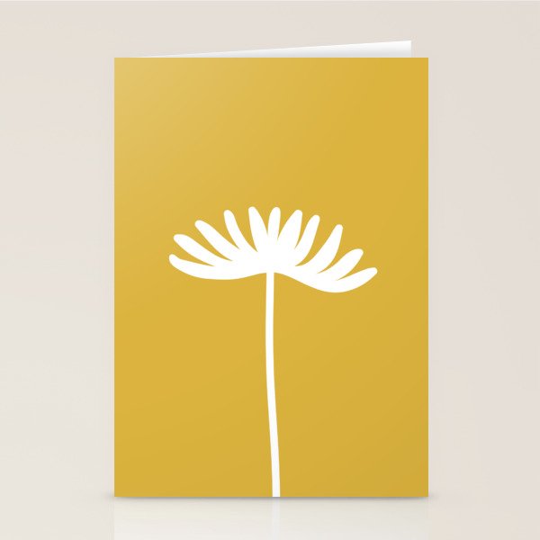 Tall Flower Minimalist Floral in White and Light Mustard Stationery Card Gallery Image 2