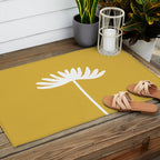 Tall Flower Minimalist Floral in White and Light Mustard Outdoor Rug Gallery Image 2