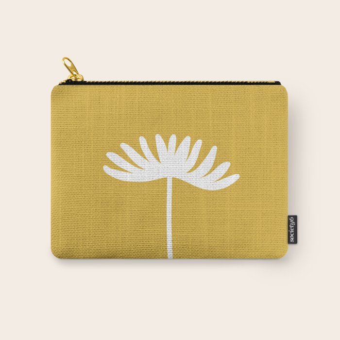 Tall Flower Minimalist Floral in White and Light Mustard Carry All Pouch Gallery Image 1