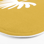 Tall Flower Minimalist Floral in White and Light Mustard Bath Mat Gallery Image 3