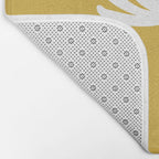 Tall Flower Minimalist Floral in White and Light Mustard Bath Mat Gallery Image 2