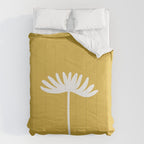 Tall Flower Minimalist Floral in White and Light Mustard Comforter Gallery Image 6