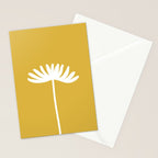 Tall Flower Minimalist Floral in White and Light Mustard Stationery Card Gallery Image 2