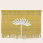 Tall Flower Minimalist Floral in White and Light Mustard Wall Hanging Gallery Image 1
