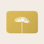 Tall Flower Minimalist Floral in White and Light Mustard Bath Mat Gallery Image 1