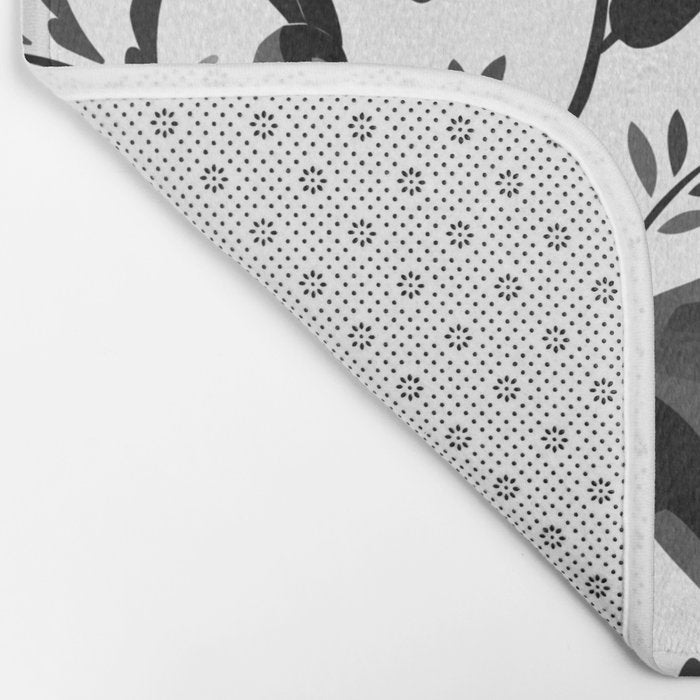 Mexican Otomi Design in Shades of Gray by Akbaly Bath Mat Gallery Image 2