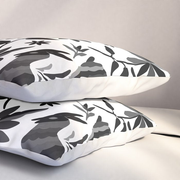 Mexican Otomi Design in Shades of Gray by Akbaly Pillow Sham Gallery Image 3