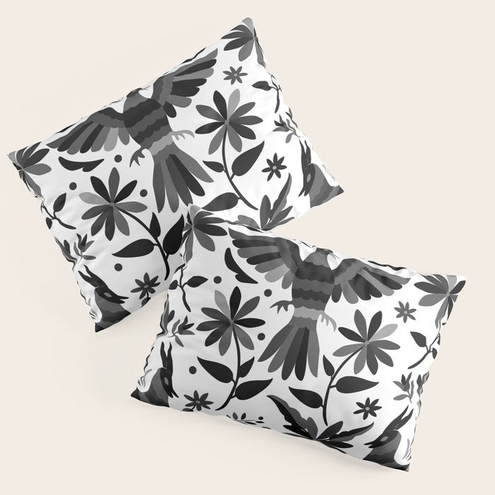 Mexican Otomi Design in Shades of Gray by Akbaly Pillow Sham Gallery Image 3