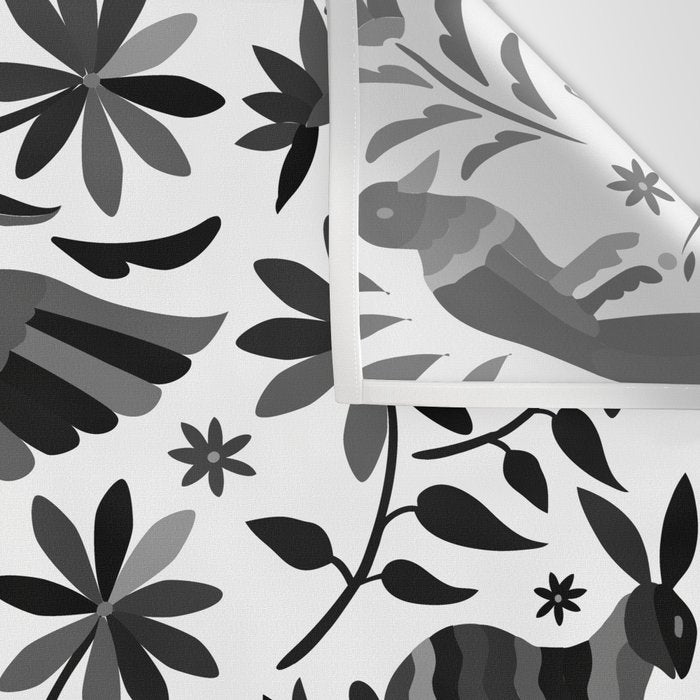 Mexican Otomi Design in Shades of Gray by Akbaly Wall Tapestry Gallery Image 3
