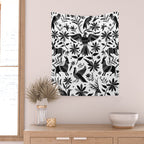 Mexican Otomi Design in Shades of Gray by Akbaly Wall Tapestry Gallery Image 2