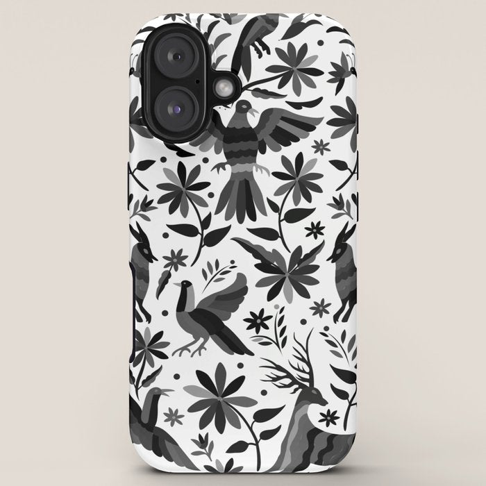Mexican Otomi Design in Shades of Gray by Akbaly iPhone Case Gallery Image 5