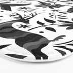 Mexican Otomi Design in Shades of Gray by Akbaly Bath Mat Gallery Image 3