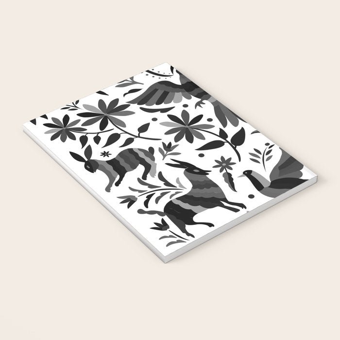 Mexican Otomi Design in Shades of Gray by Akbaly Notebook Gallery Image 3