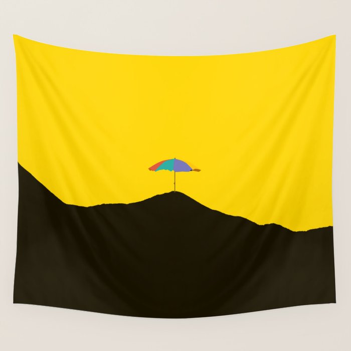 Colorful Parasol Black Yellow Background #decor #society6 #buyart Wall Tapestry Gallery Image 1