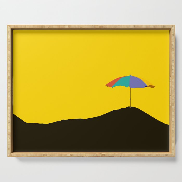 Colorful Parasol Black Yellow Background #decor #society6 #buyart Serving Tray Gallery Image 1