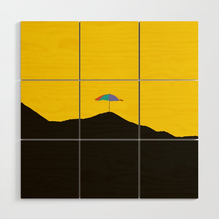 Colorful Parasol Black Yellow Background #decor #society6 #buyart Wood Wall Art Gallery Image 1