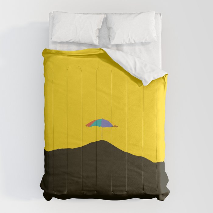 Colorful Parasol Black Yellow Background #decor #society6 #buyart Comforter Gallery Image 6