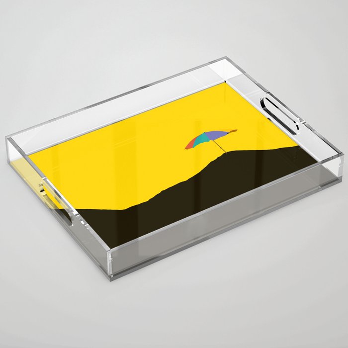 Colorful Parasol Black Yellow Background #decor #society6 #buyart Acrylic Tray Gallery Image 1