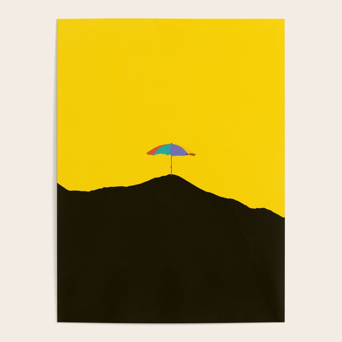 Colorful Parasol Black Yellow Background #decor #society6 #buyart Poster Gallery Image 1