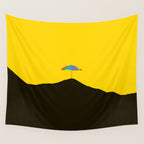 Colorful Parasol Black Yellow Background #decor #society6 #buyart Wall Tapestry Gallery Image 4