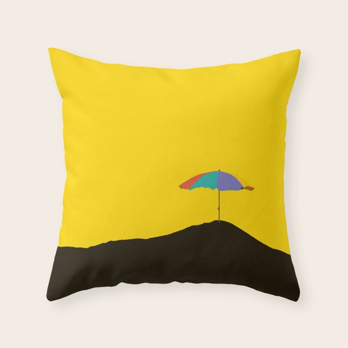 Colorful Parasol Black Yellow Background #decor #society6 #buyart Throw Pillow Gallery Image 1