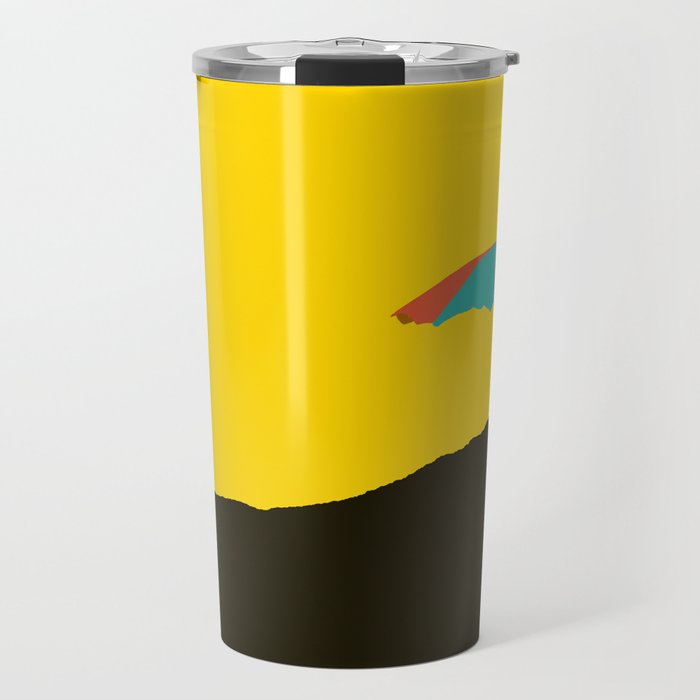 Colorful Parasol Black Yellow Background #decor #society6 #buyart Travel Mug Gallery Image 1