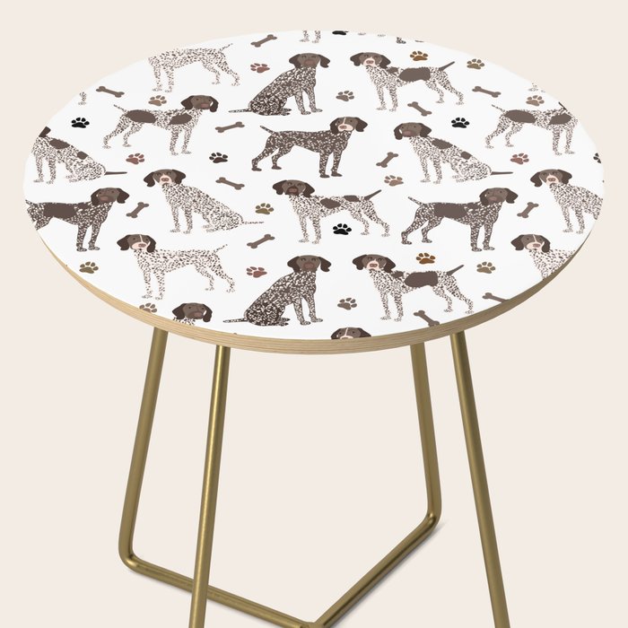 German Shorthaired Pointer Dog Paws and Bones White Side Table Gallery Image 2