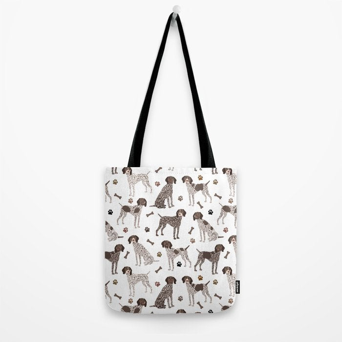 German Shorthaired Pointer Dog Paws and Bones White Tote Bag Gallery Image 2