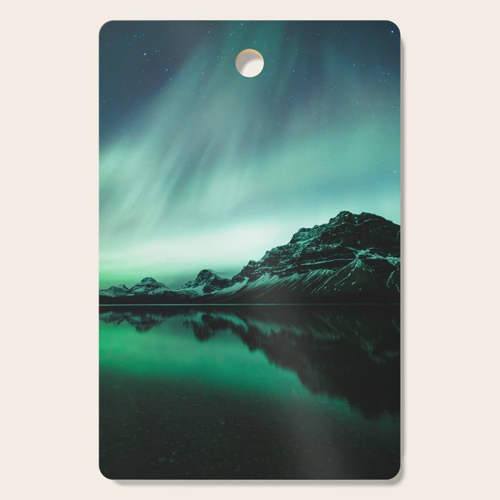 Auroras over Bow Lake, Banff Cutting Board Gallery Image 1
