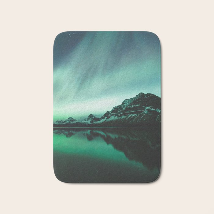 Auroras over Bow Lake, Banff Bath Mat Gallery Image 1