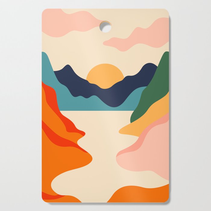 Colorful nature mountain landscape art Cutting Board Gallery Image 1